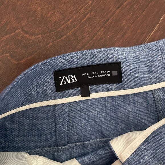 Sparkle in ZARA Suit- Shiny Blue Jacket & Straight Leg Pants - Picture 3 of 3